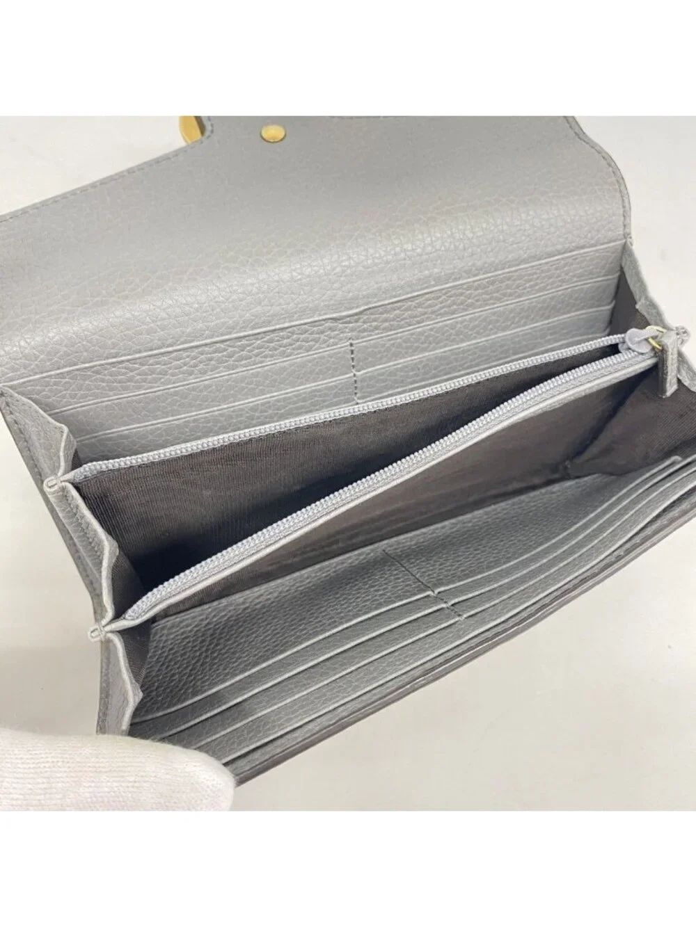★SOLD★ Gucci Wallet GG Marmont Leather Gray Gold - Picture 3 of 10